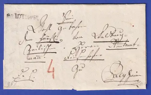 Württemberg Dienstbrief mit Rayon-Stempel R.2 ROTHWEIL wohl 1820er Jahre