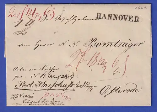 Preußen Geschäftsbrief mit Einzeiler HANNOVER 1823