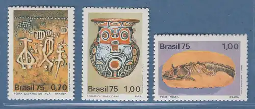 Brasilien 1975 Archäologische Entdeckungen Mi.-Nr. 1491-93 **