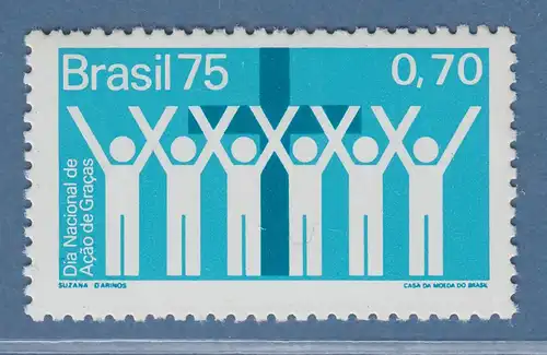 Brasilien 1975 Erntedankfest Menschen vor Kreuz Mi.-Nr. 1512 **