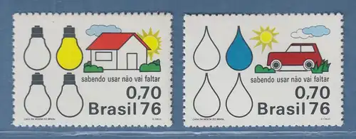 Brasilien 1976 Energiesparprogramm Glühlampen Benzintropfen Mi.-Nr. 1519-20 **