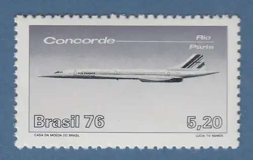 Brasilien 1976 Erster Linienflug der Concorde Rio-Paris Mi.-Nr. 1521 **