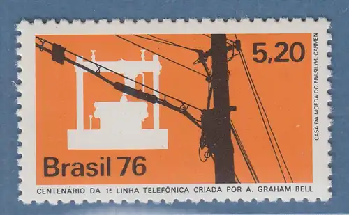 Brasilien 1976 100 Jahre Telefon Bells Telefonapparat Mi.-Nr. 1523 **