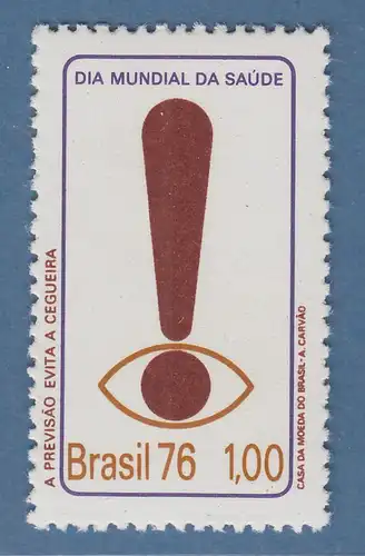 Brasilien 1976 Weltgesundheitstag Auge Ausrufezeichen Mi.-Nr. 1524 **
