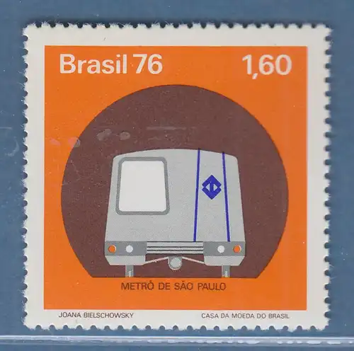 Brasilien 1976 Metro von Sao Paulo Untergrundbahn im Tunnel Mi.-Nr. 1561 **