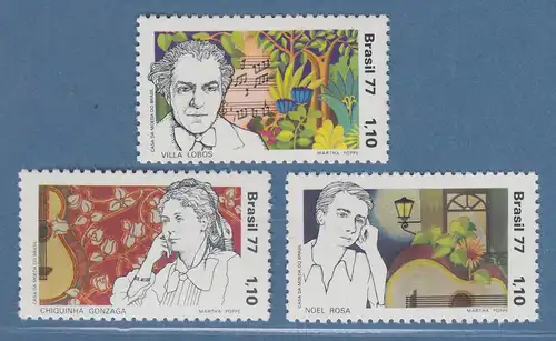 Brasilien 1977 Komponisten C.Gonzaga, Villa Lobos, Noel Rosa Mi.-Nr. 1587-89 **