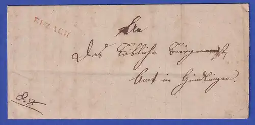 Baden Dienstbrief mit Einzeiler ELZACH 1845