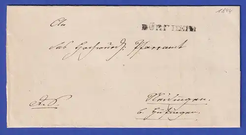 Baden Kirchlicher Dienstbrief mit Einzeiler DÜRRHEIM 1844