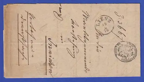 Österreich Dienstbrief mit Rundstempel LIENZ 1878