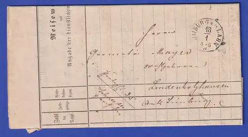 Hessen Dienstbrief mit Rundstempel LIMBURG A.D. LAHN 1869