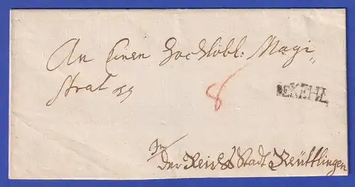 Baden Dienstbrief mit Einzeiler DE KEHL, Zeitruam 1770-1802