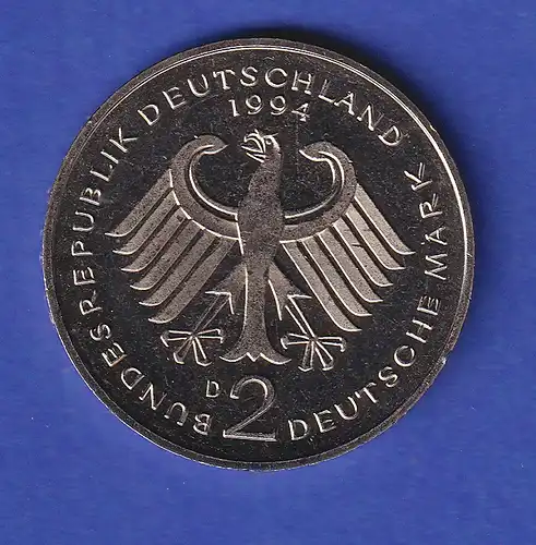 Deutschland Kursmünze 2 DM 1994 D Erhard PP