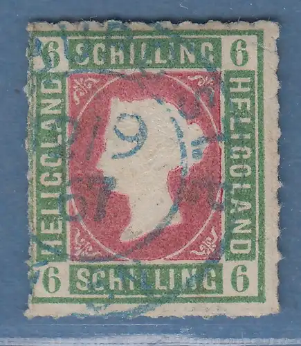 Helgoland 1867 6 Schilling Mi.-Nr. 4 mit blauem 2-Kreis-O Hamburg, Attest BPP