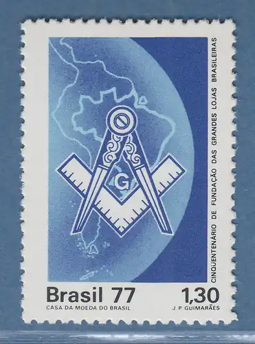 Brasilien 1977 Freimaurerloge Karte von Südamerika Mi.-Nr. 1608 **