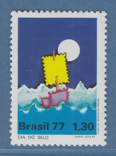 Brasilien 1977 Tag der Briefmarke Segelboot aus Briefmarken Mi.-Nr. 1609 **