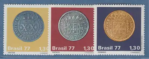 Brasilien 1977 Münzen aus der Kolonialzeit Mi.-Nr. 1615-17 **