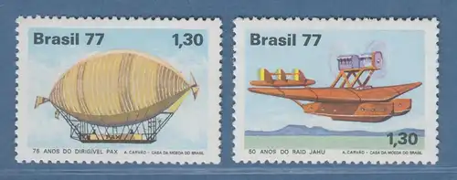 Brasilien 1977 Zivilluftfahrt Luftschiff Wasserflugzeug Mi.-Nr. 1622-23 **