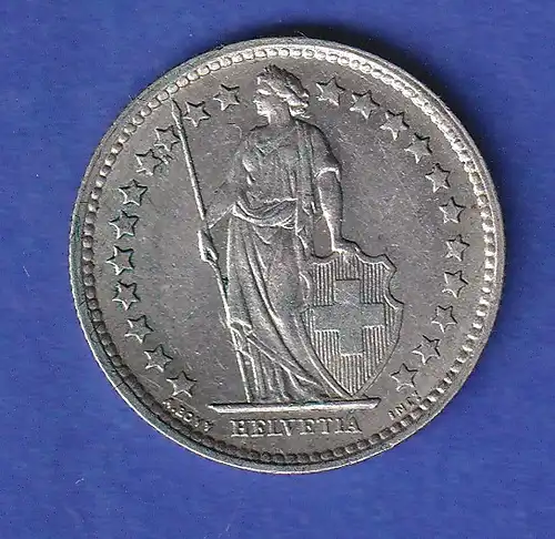Schweiz Silbermünze 1/2 Franken Stehende Helvetia 1960 B