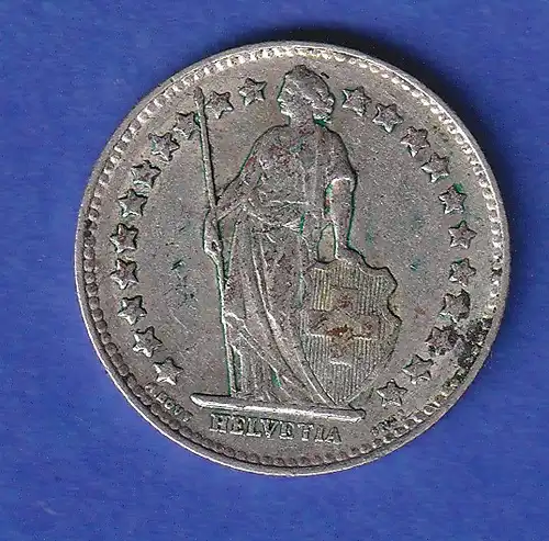 Schweiz Silbermünze 1/2 Franken Stehende Helvetia 1951 B