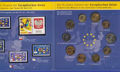 Kursmünzen und Briefmarken der neuen EU-Staaten, Ausgabe Deutsche Post 2004