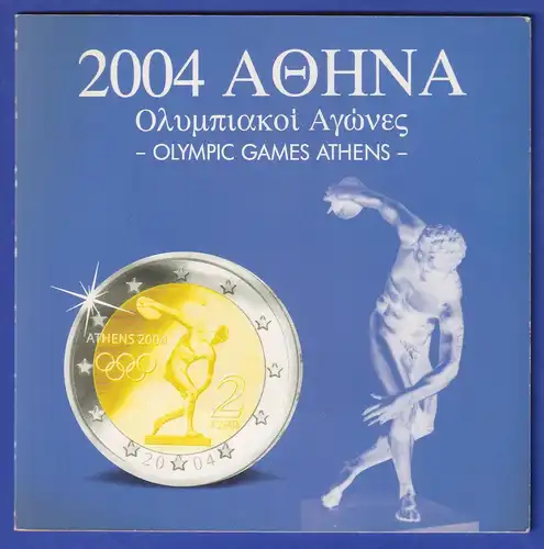 Griechenland Euro-Kursmünzen-Satz im Folder, Olympische Spiele 2004
