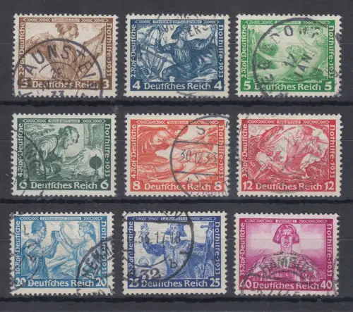Dt. Reich 1933 Wagner-Satz Mi.-Nr. 499-507 gestemp. , Höchstwerte gpr. Schlegel
