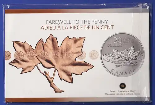 Kanada 2012 Silber-Gedenkmünze 20 Dollar, originalverpackt im Folder