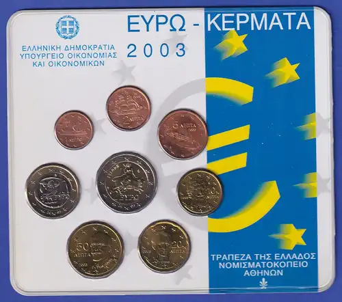 Griechenland offizieller Euro-Kursmünzensatz 2003 im Blister