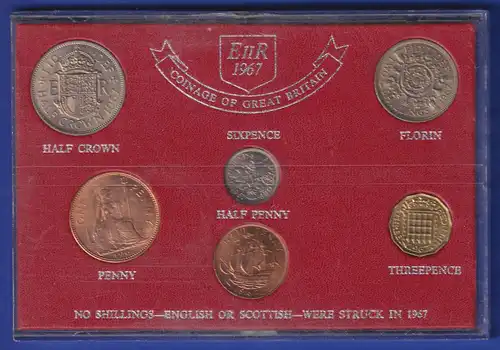 Großbritannien Satz Kursmünzen 1967 im Blister 