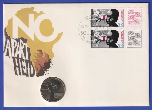DDR Numisbrief mit 5 Mark  Anti-Apartheid-Jahr 1978