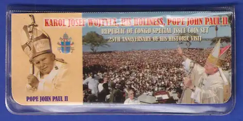 Republik Kongo 4er-Set  1 F- Gedenkmünzen für Papst Johannes Paul II. 2004