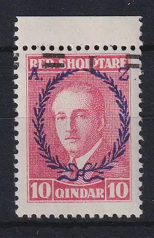 Albanien 1928 Staatspräsident - Aufdruck kopfstehend Mi.-Nr. 169 postfrisch **