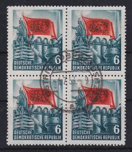 DDR 1953 Eisenhüttenkombinat Mi.-Nr. 344 Viererblock gestempelt OSTRITZ