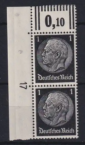 Deutsches Reich Paul von Hindenburg Mi.-Nr. 512 senkr. Eckrandpaar OL, DZ 17 **