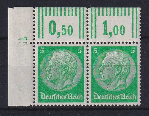 Deutsches Reich Paul von Hindenburg Mi.-Nr. 515 waag. Oberrandpaar OL, DZ 15 **