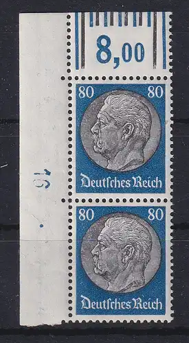 Deutsches Reich P. v. Hindenburg Mi.-Nr. 527 senkr. Eckrandpaar OL mit DZ 16 **