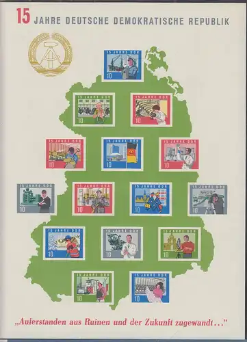 DDR 1964 Großblock 15 Jahre DDR Mi.-Nr. Block 19 (*)  ohne Gummi, wie ausgegeben