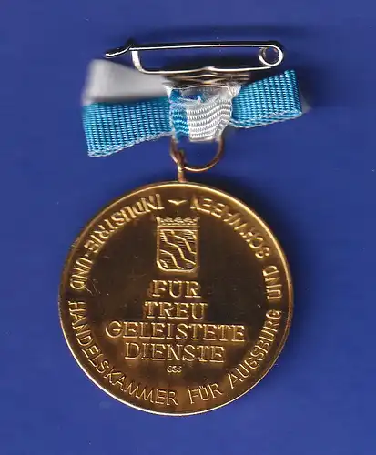 Medaille Augsburg , IHK Schwaben Verdienstmedaille , Ag835 vergoldet