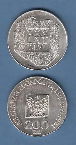 Polen / Polska 1974 Silbermünze 200 Zloty,  30 Jahre Volksrepublik
