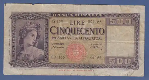 Banknote Italien 500 Lire 1947 gebr. Erhaltung III