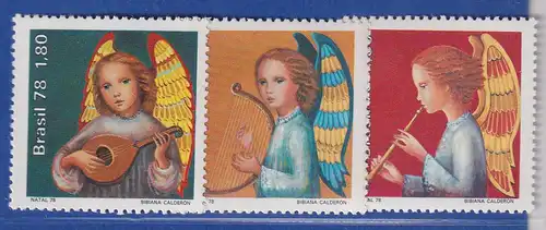 Brasilien 1978 Weihnachten Engel mit Laute Harfe und Flöte Mi.-Nr. 1687-89 **