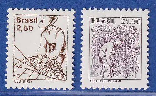 Brasilien 1979 Freimarken Einheimische Berufe Korbflechter Mi.-Nr. 1702-03 **