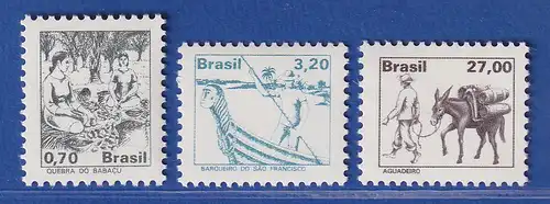 Brasilien 1979 Freimarken Einheimische Berufe Mi.-Nr. 1734-36 **