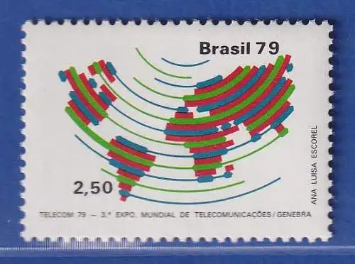 Brasilien 1979 Fernmeldetechnik TELECOM 79 Weltkarte Mi.-Nr. 1737 **