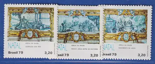 Brasilien 1979 Weihnachten Portugiesische Kacheln Azulejos Mi.-Nr. 1746-48 **