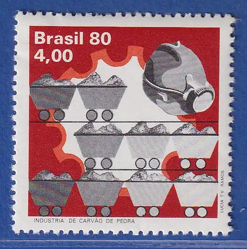 Brasilien 1980 Steinkohleförderung Schutzhelm Loren Mi.-Nr. 1756 **