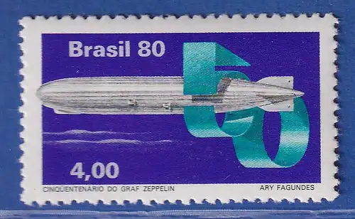Brasilien 1980 Luftschiff Graff Zeppelin durchfährt die Zahl 50 Mi.-Nr. 1768 **