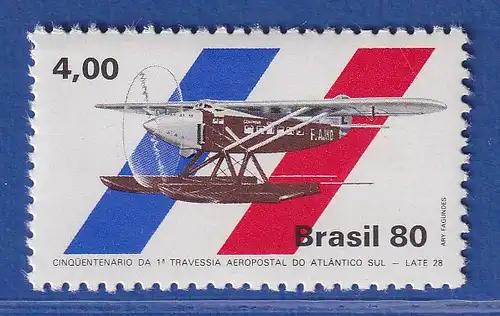 Brasilien 1980 Postflug über den Südatlantik  Flugzeug Late 28 Mi.-Nr. 1769 **