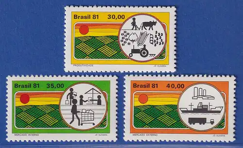 Brasilien 1981 Landwirtschaftliche Entwicklung Mi.-Nr. 1807-09 **
