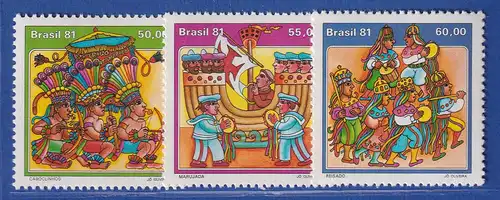 Brasilien 1981 Folklore Volkstanz Weihnachtsbrauch Umzug Mi.-Nr. 1840-42 **